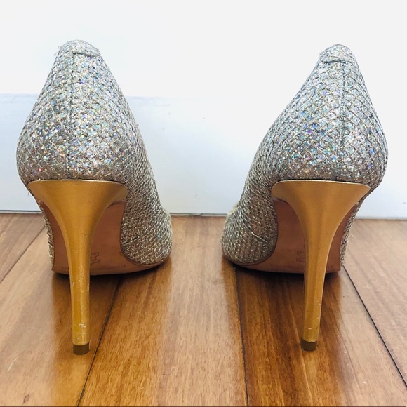 NWOT Enzo Angiolini sparkly open toe high heels - Picture 5 of 8